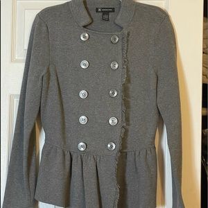 NC Women’s Double-Breasted Peplum Blazer (Large/Dark Grey)